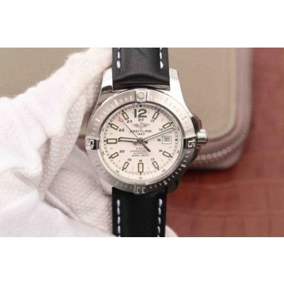 Breitling Colt Automatic 44mm SS GF White Textured Dial on Black Leather Strap A2824,Fake Watches,Rolex Fake Watches,Omega Fake Watches,Cartier Fake watches,IWC Fake Watches,Breitling Fake Watches