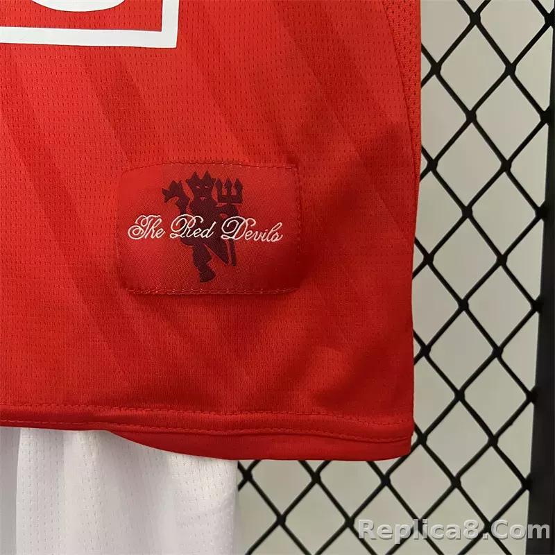 07-08 Manchester United Home UCL Final Retro Kids Kit Jersey+Shorts - detail