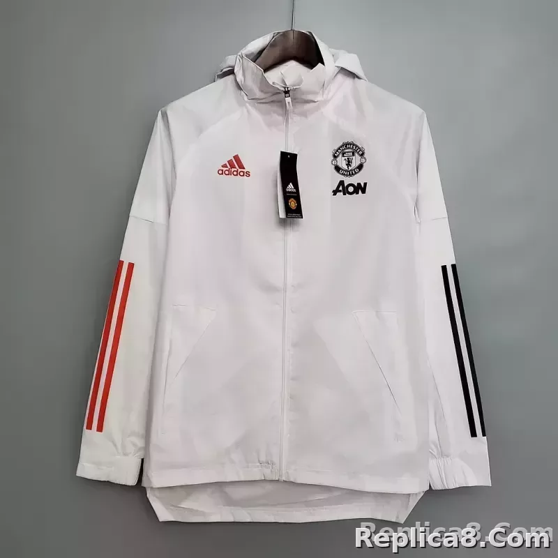 2021 Manchester United Jersey Windbreaker White(Black-Red Edge) - detail