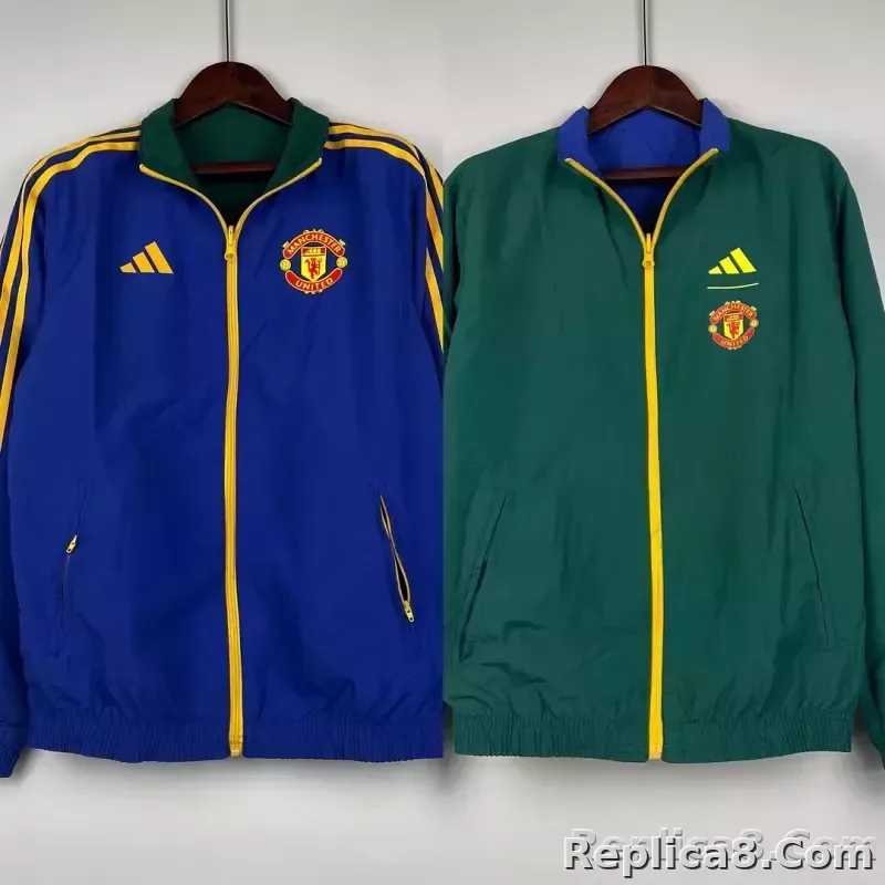 2023/2024 Manchester United Reversible Windbreaker（Blue-Green）Soccer Jersey 1:1 Thai Quality - detail