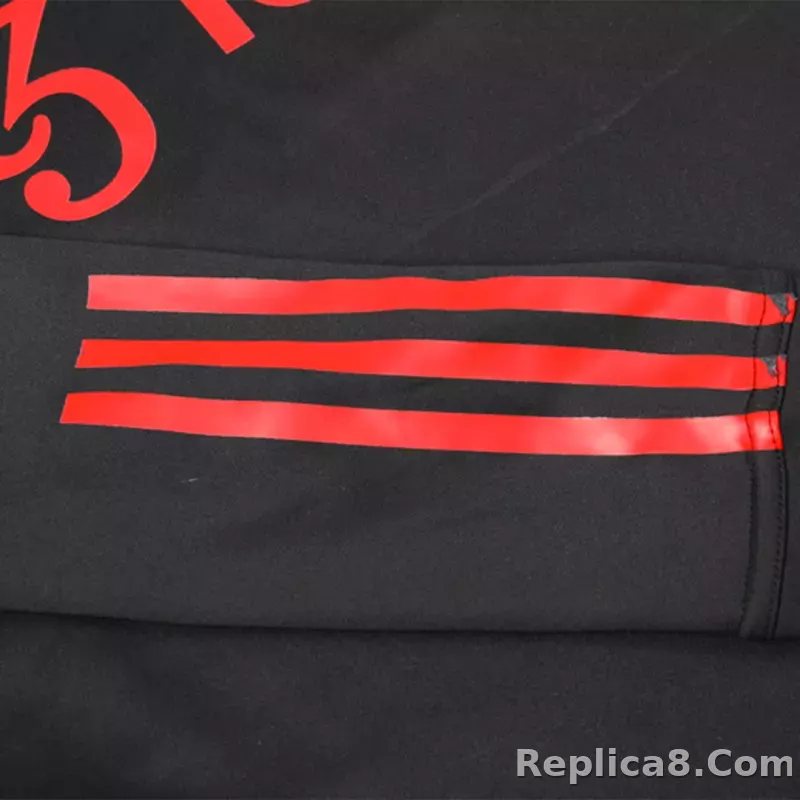 Kids Manchester United Zipper Sweatshirt Kit(Top+Pants) Black 2023/24 - detail
