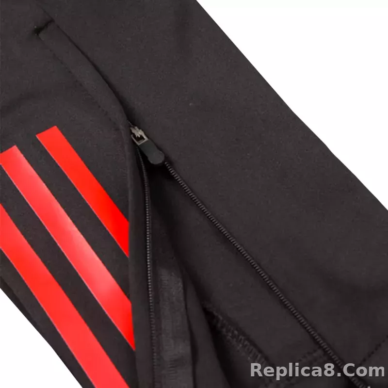 Kids Manchester United Zipper Sweatshirt Kit(Top+Pants) Black 2023/24 - detail
