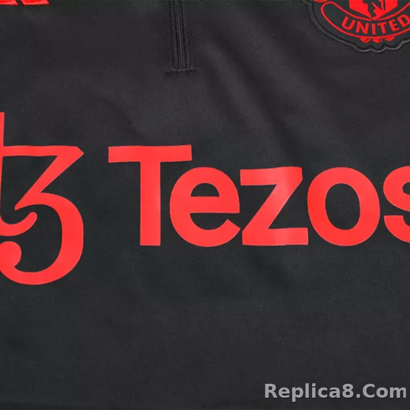 Manchester United Zipper Sweatshirt Kit(Top+Pants) Black 2023/24 - detail
