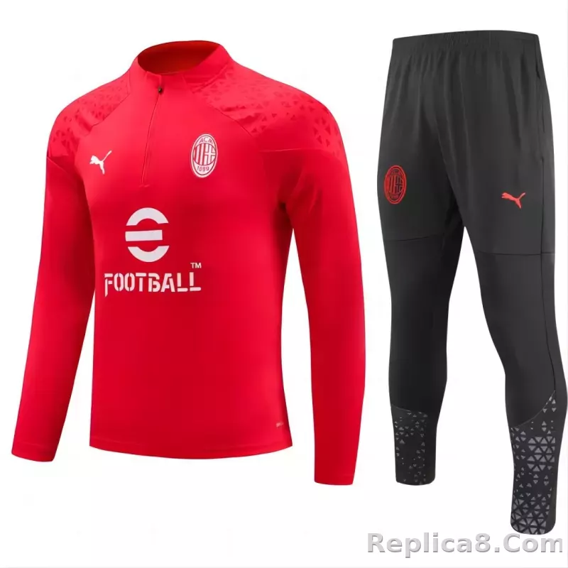 AC Milan Zipper Sweatshirt Kit(Top+Pants) Red 2023/24
