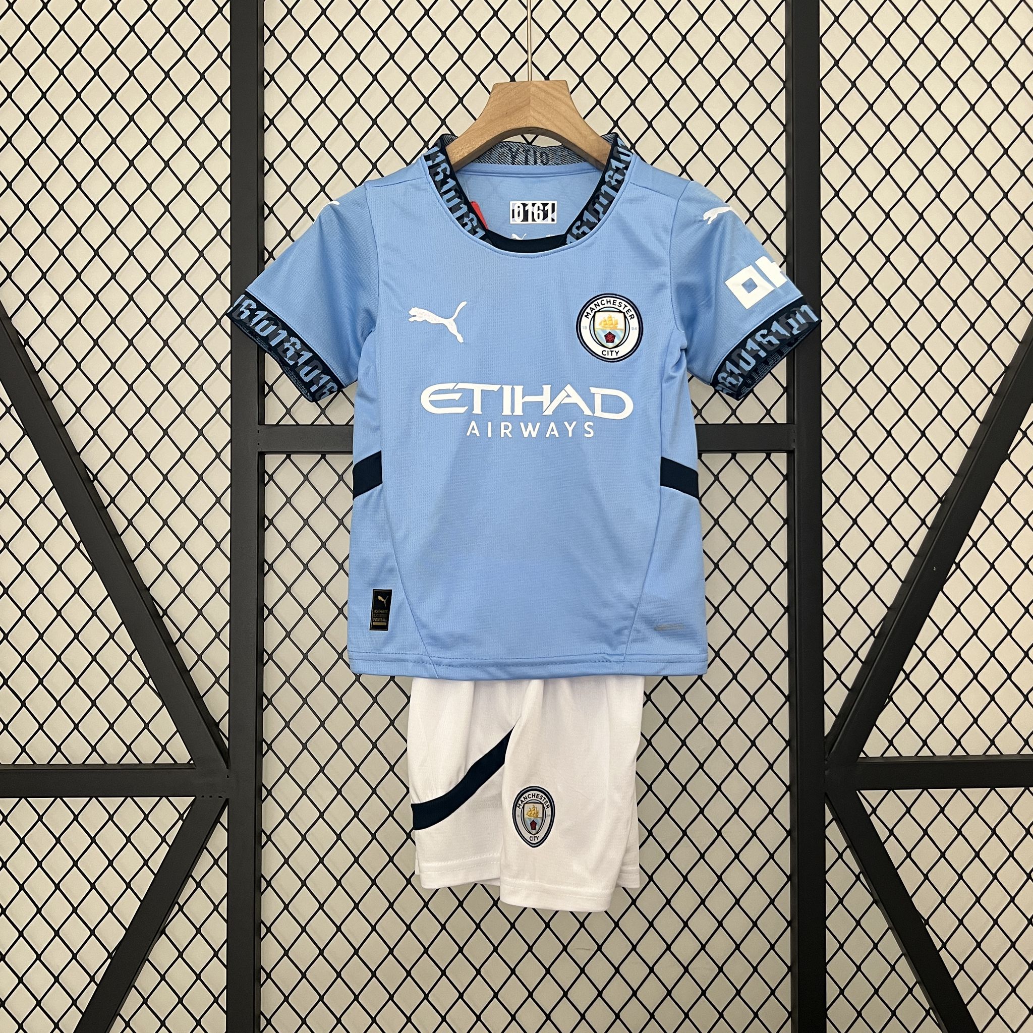 24-25 Manchester City Home Kids Kit  Jersey+Shorts
