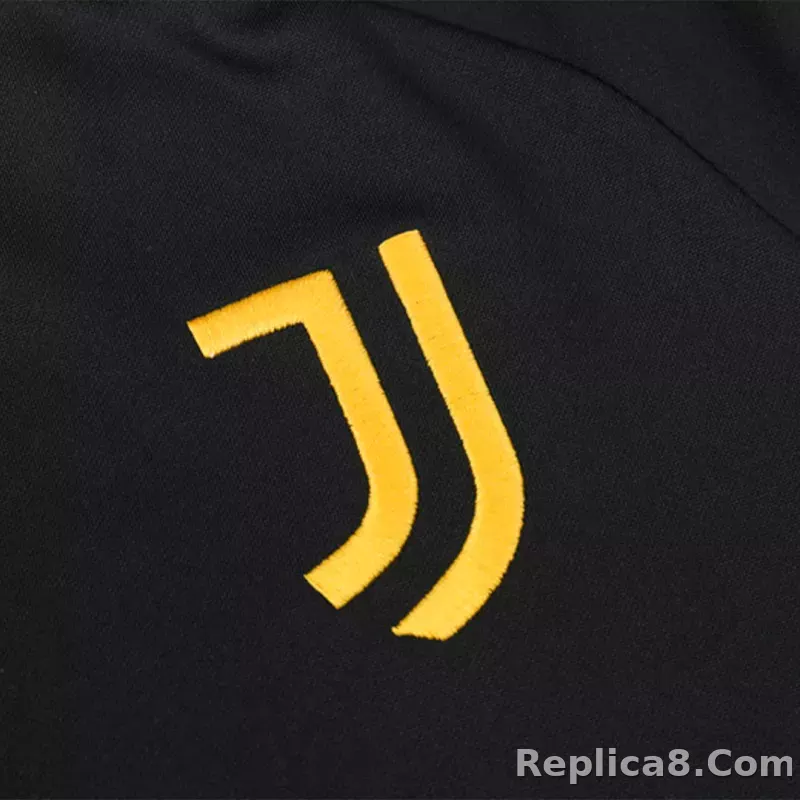 Kids Juventus Zipper Sweatshirt Kit(Top+Pants) Black 2023/24 - detail