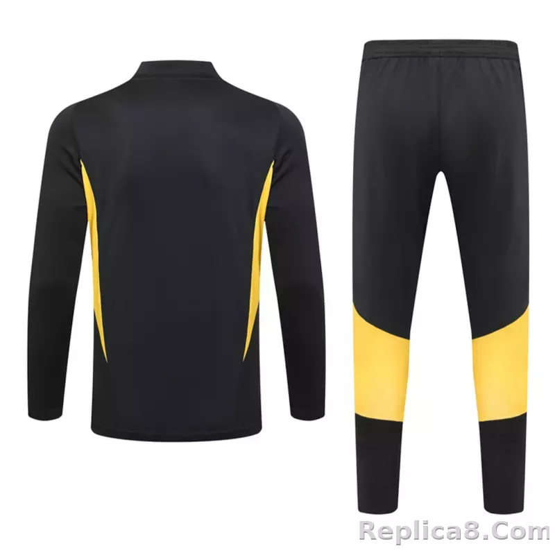 Kids Juventus Zipper Sweatshirt Kit(Top+Pants) Black 2023/24 - detail