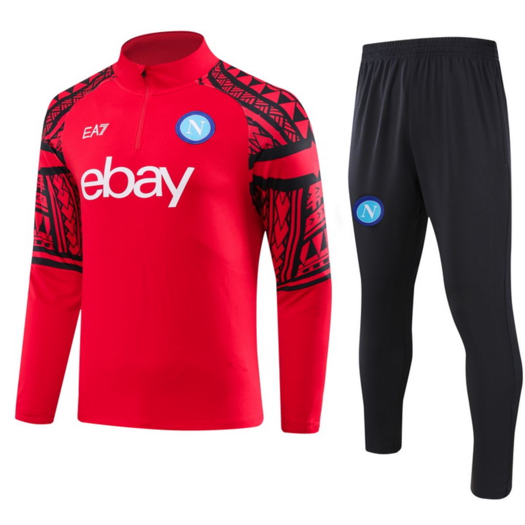 Napoli Zipper Sweatshirt Kit(Top+Pants) Red 2023/24
