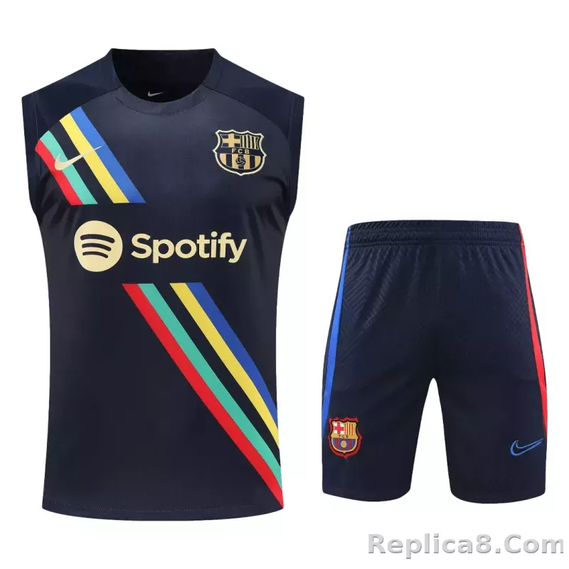Barcelona Sleeveless Training Kit (Top+Shorts) Black 2022/23