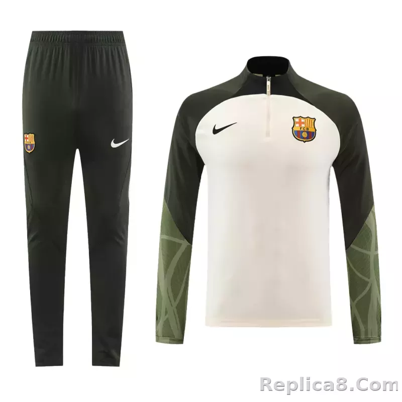 Barcelona Zipper Sweatshirt Kit(Top+Pants) White 2023/24