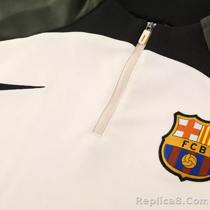 Barcelona Zipper Sweatshirt Kit(Top+Pants) White 2023/24 - detail