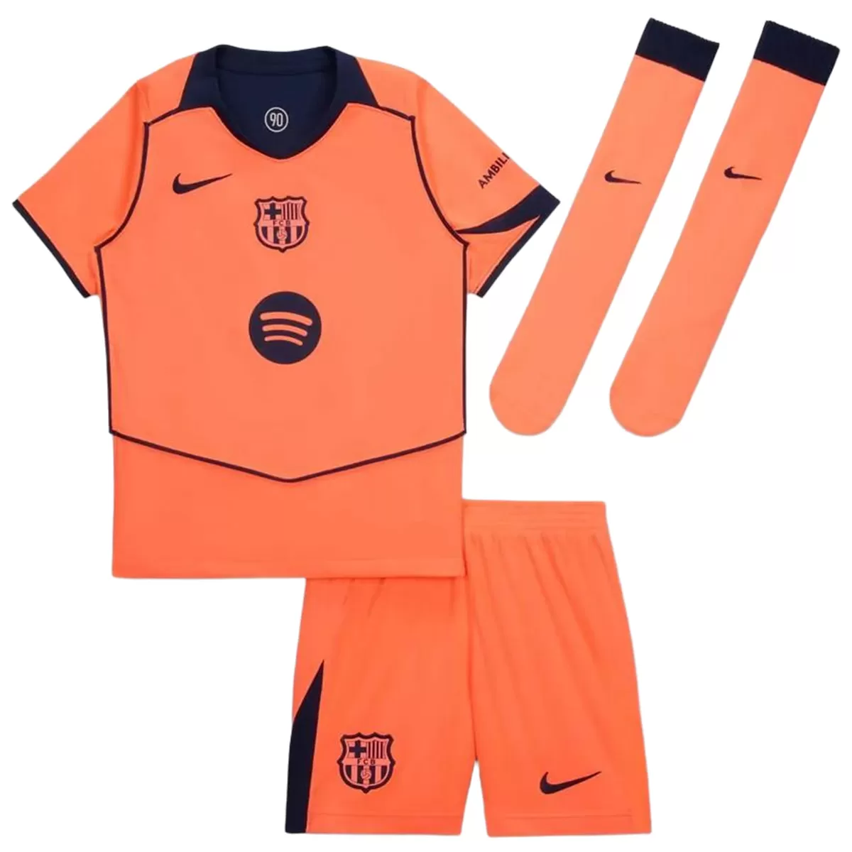 25-26 Barcelona Third Away Soccer Full Kids Kit Jersey+Shorts+Socks