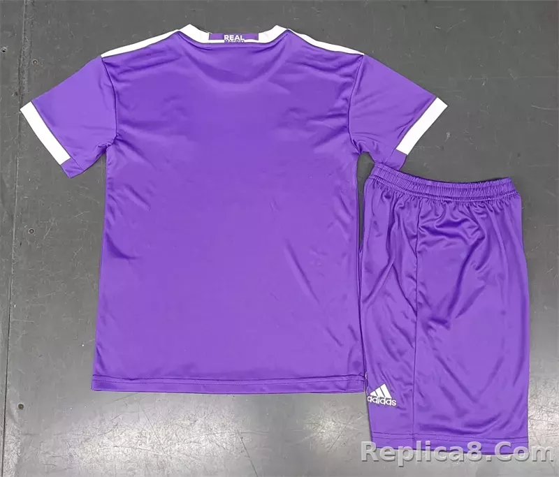 16-17 Real Madrid Away Retro Purple Kids Kit Jersey+Shorts - detail