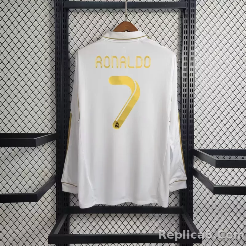 11-12 Real Madrid Home Retro Jersey Lond Sleeve - detail