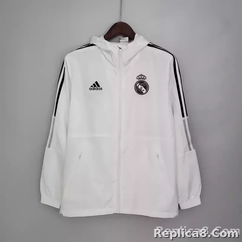 2021/2022 Real Madrid Jersey Windbreaker White(Black Edge) - detail