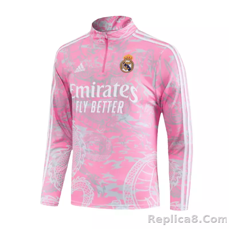 Kids Real Madrid Zipper Sweatshirt Kit(Top+Pants) Pink 2023/24 - detail