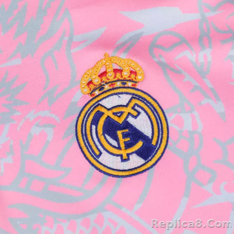 Kids Real Madrid Zipper Sweatshirt Kit(Top+Pants) Pink 2023/24 - detail
