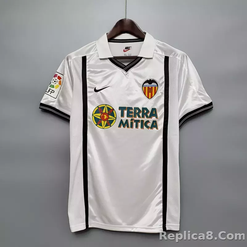00-01 Valencia  Home Retro Football Jersey