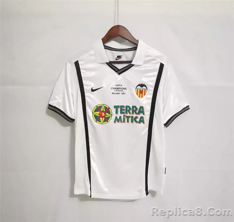 00-01 Valencia  Home Retro Football Jersey - detail