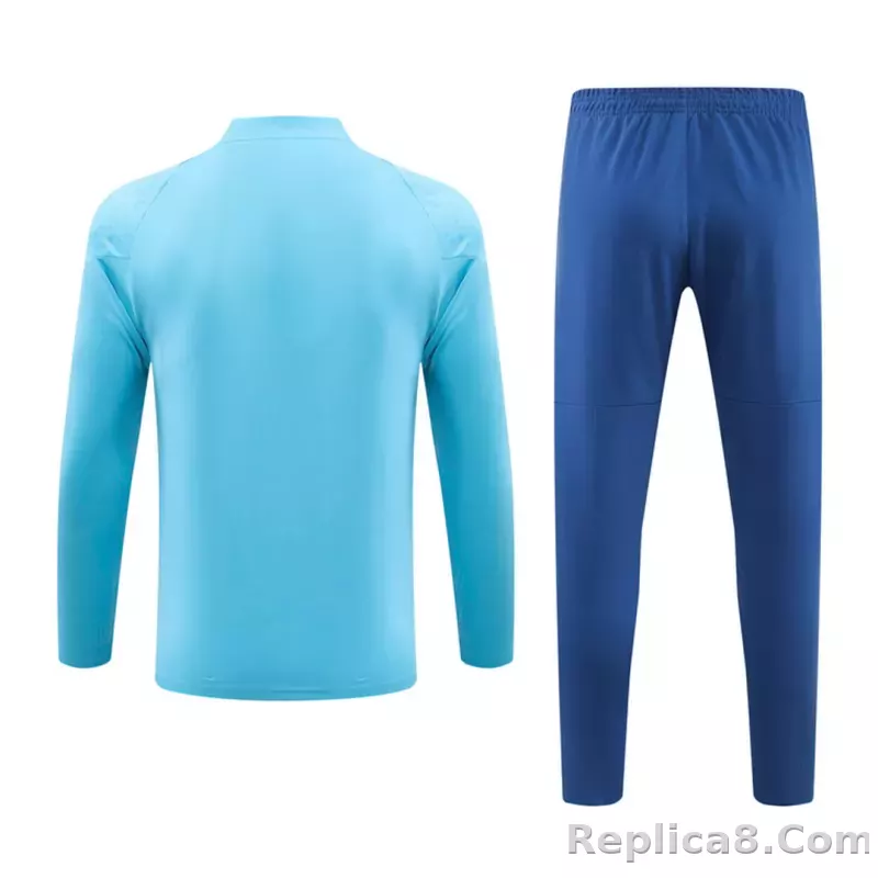 Kids Marseille Zipper Sweatshirt Kit(Top+Pants) Blue 2023/24 - detail