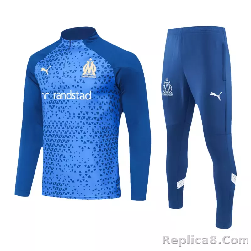 Marseille Zipper Sweatshirt Kit(Top+Pants) Blue 2023/24