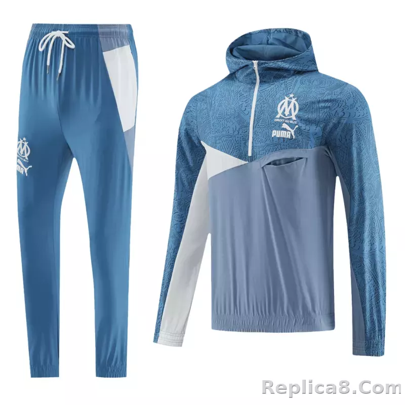 Marseille Hoodie Training Kit (Jacket+Pants) Blue 2023/24