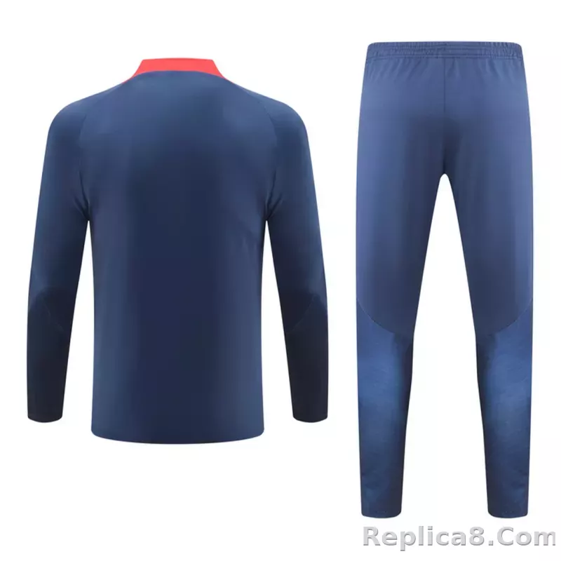 Kids PSG Zipper Sweatshirt Kit(Top+Pants) Navy 2023/24 - detail