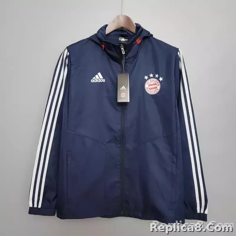2021 Windbreaker Football Jersey Bayern Munich Royal Blue 1:1 Thai Quality - detail