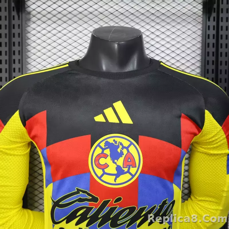 25-26 Club America  Home Soccer Jersey Player Version Long Sleeve - detail