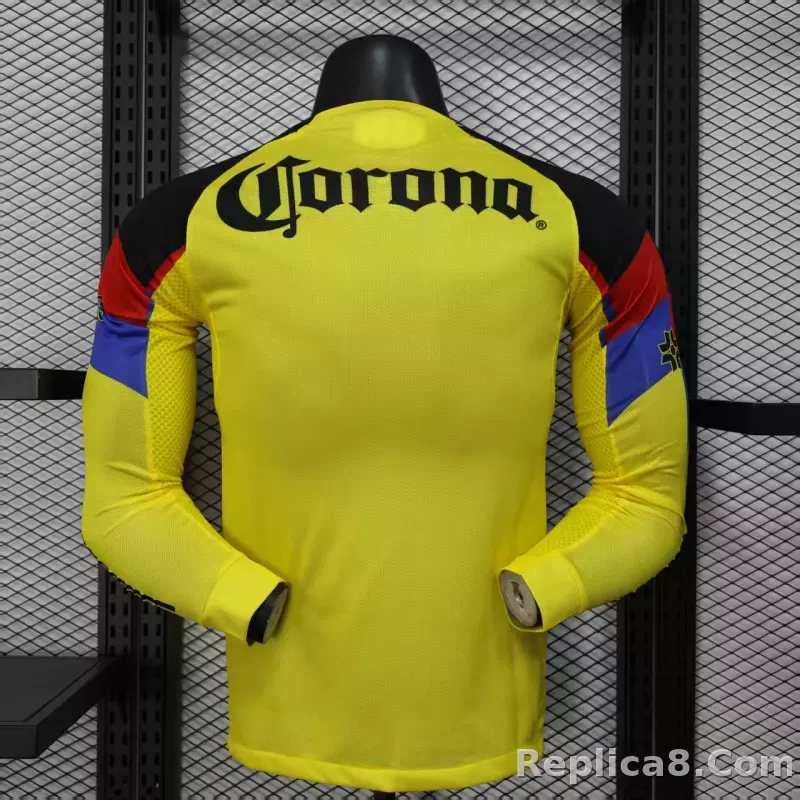25-26 Club America Home Soccer Jersey Player Version Long Sleeve - detail