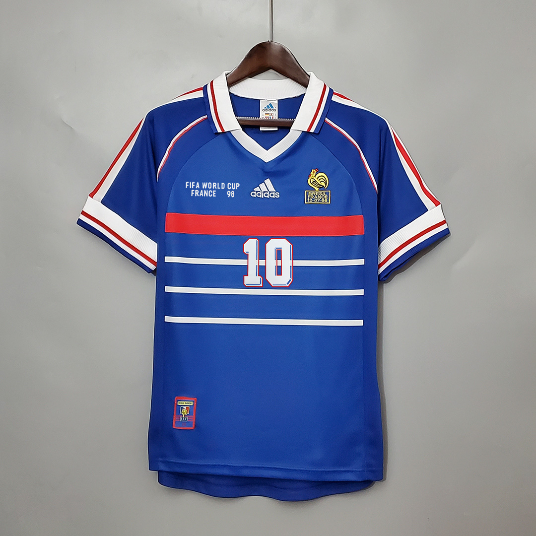 1998 France Zidane #10 World Cup Home Retro Jersey - view 3