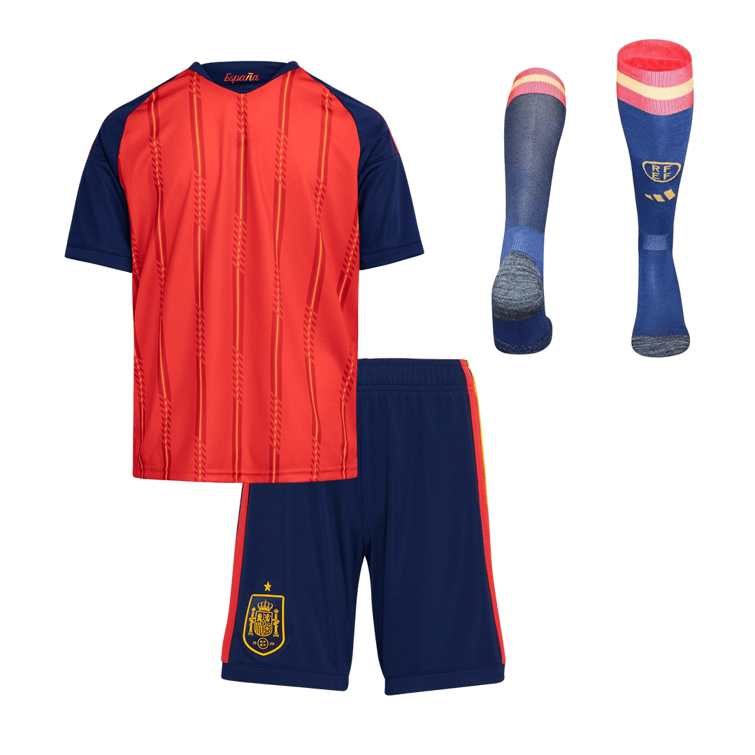 2026 Spain Home World Cup Soccer Kids Full Kit Jersey+Shorts+Socks - gallery