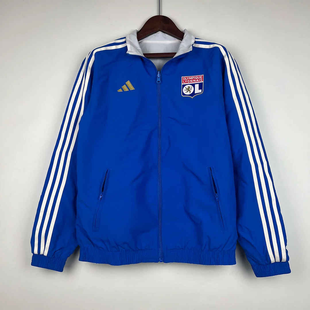 2023/2024 Lyon Reversible Windbreaker（Blue-white）Soccer Jersey 1:1 Thai Quality - gallery