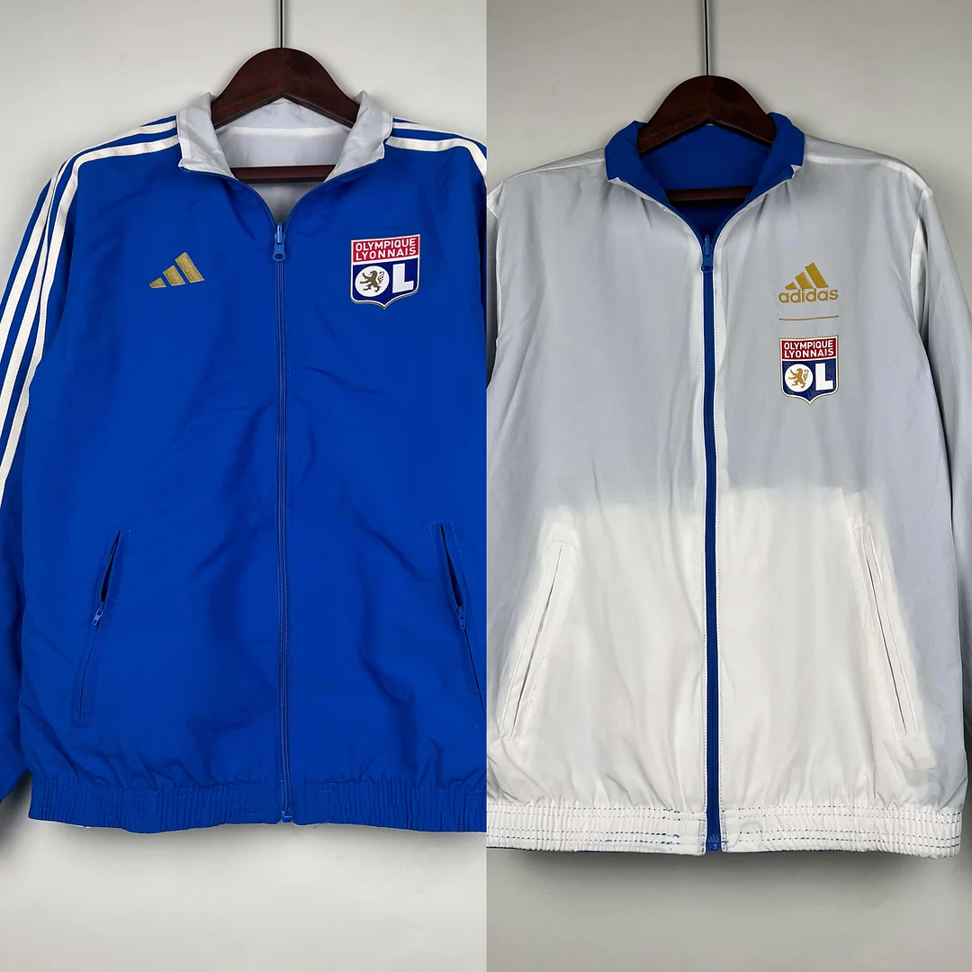 2023/2024 Lyon Reversible Windbreaker（Blue-white）Soccer Jersey 1:1 Thai Quality - gallery