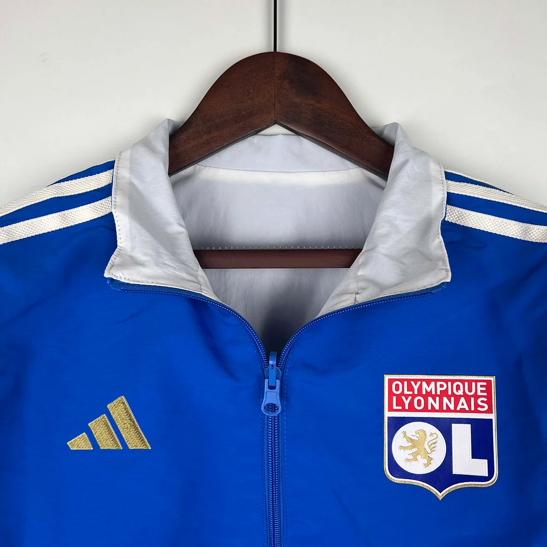 2023/2024 Lyon Reversible Windbreaker（Blue-white）Soccer Jersey 1:1 Thai Quality - gallery