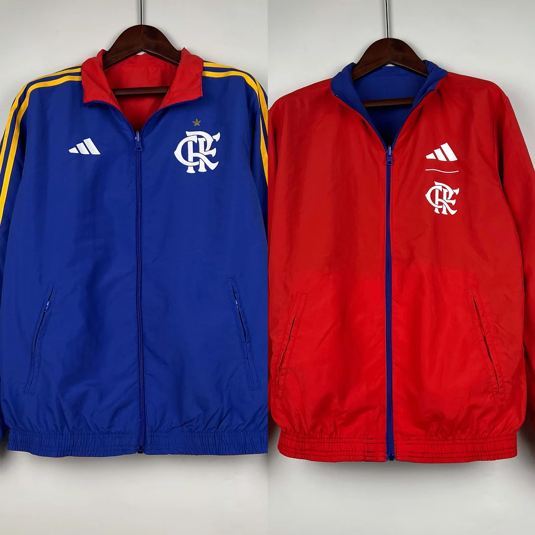 2023-2024 Flamengo CasuaI Reversible Windbreaker（Blue-red）Soccer Jersey 1:1 Thai Quality - gallery