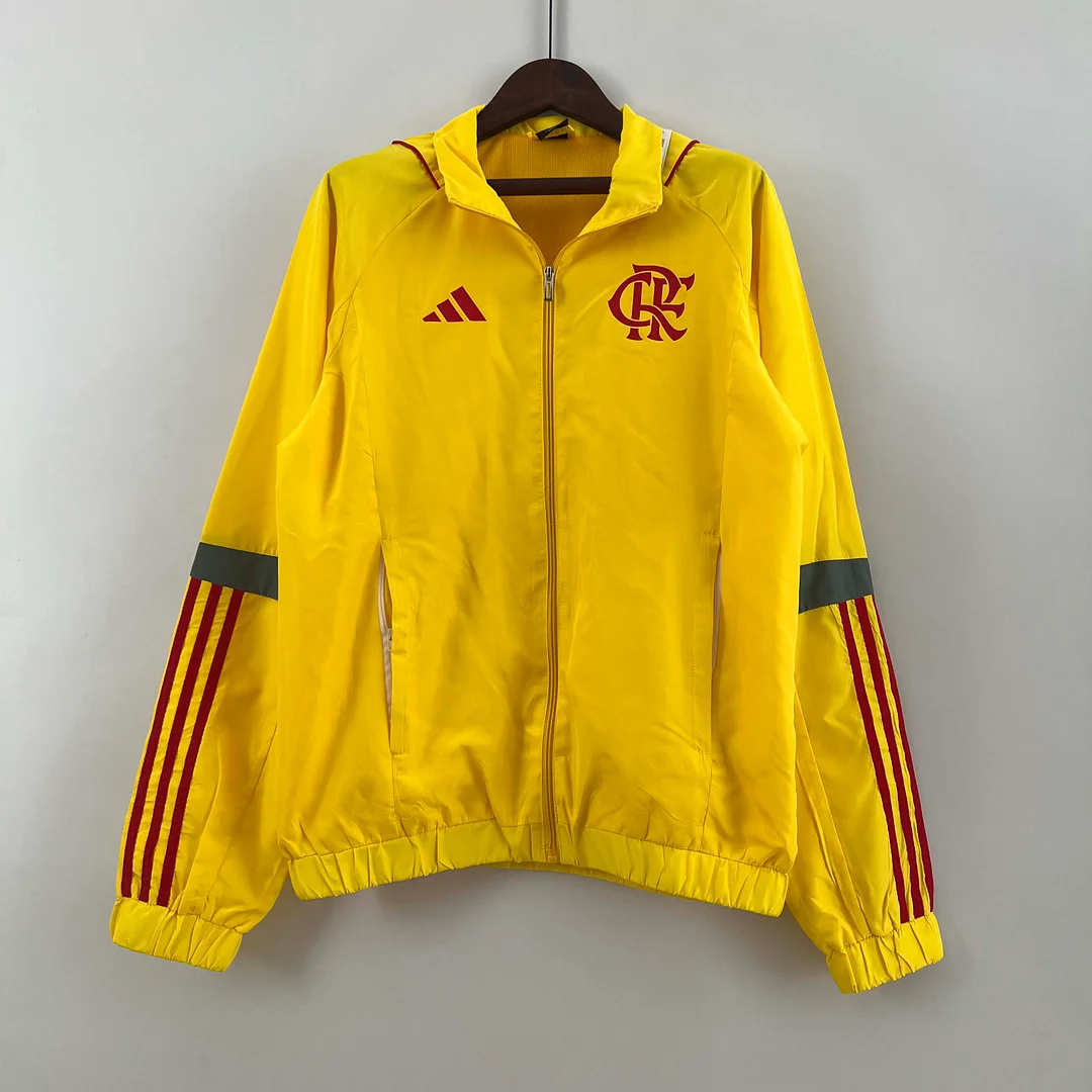 2023 Flamengo Windbreaker yellow Soccer Jersey 1:1 Thai Quality - gallery