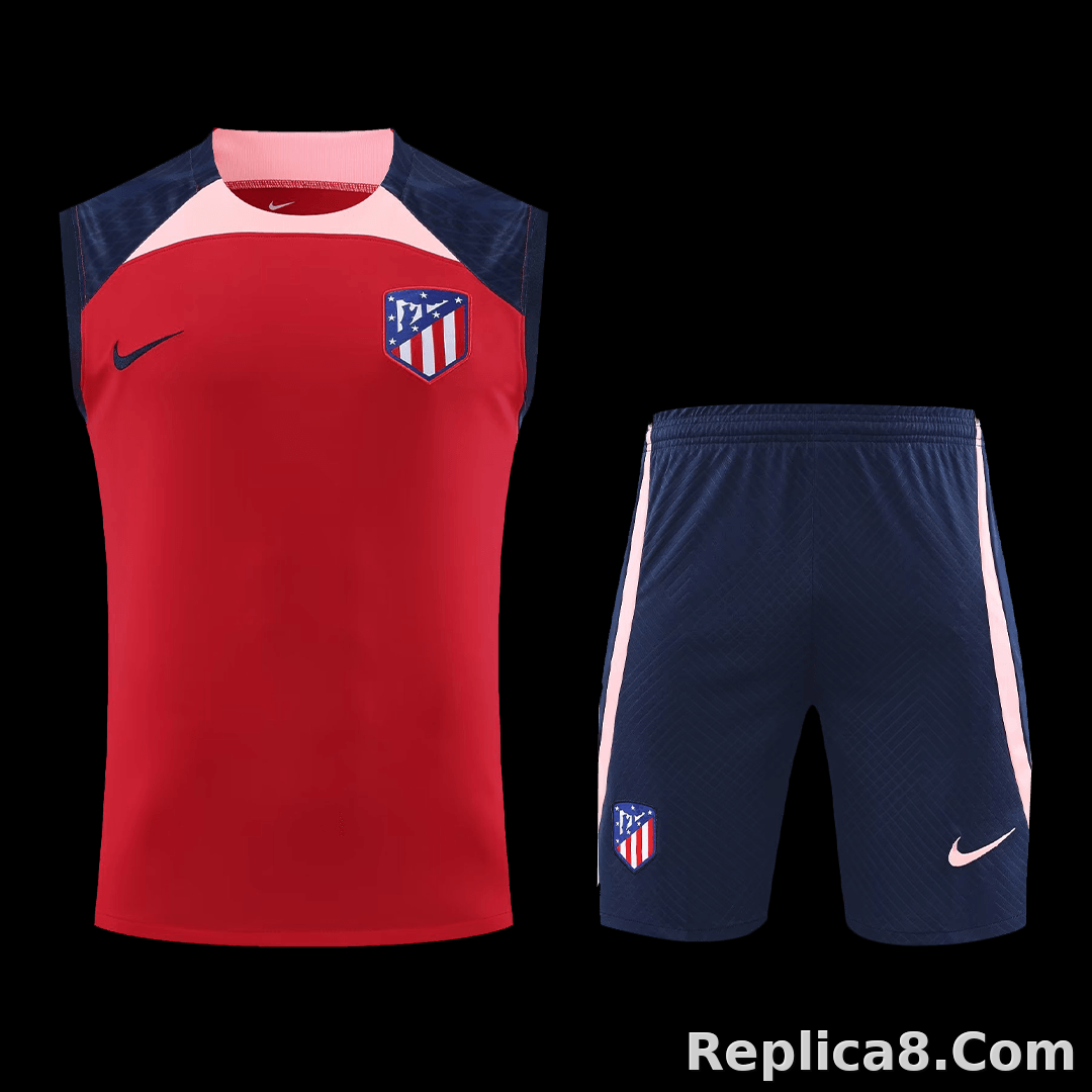 Atletico Madrid Sleeveless Training Kit (Top+Shorts) Red 2023/24 - detail