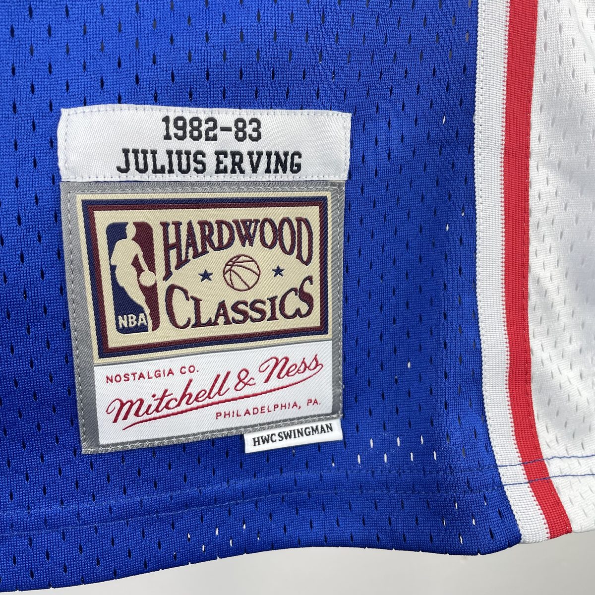 Philadelphia 76ers 1982-83 Season Throwback Jersey Blue #6 Julius Erving - detail