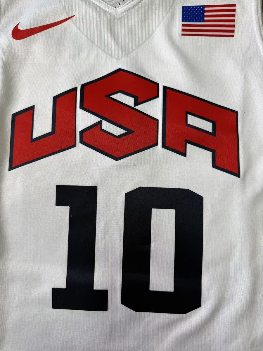 Team USA 2012 Olympic Dream Team White #10 Kobe Bryant Throwback MN Heat-Pressed Jersey - detail