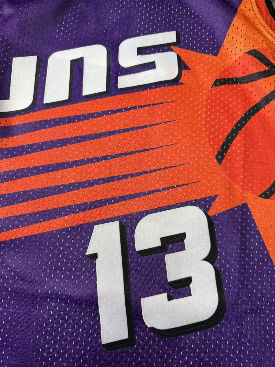 Phoenix Suns 1996-97 Season Throwback Heat-Pressed Purple #13 Steve Nash Jersey - detail