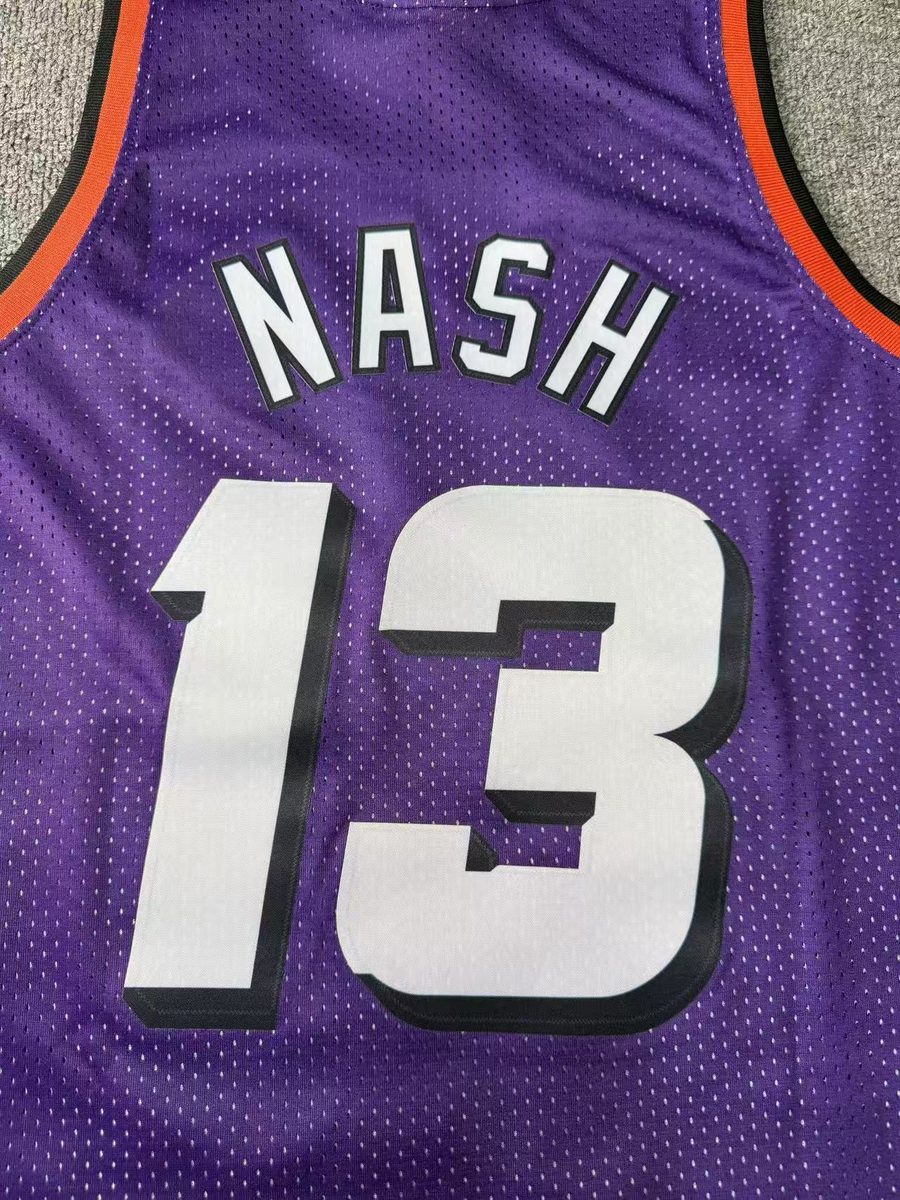 Phoenix Suns 1996-97 Season Throwback Heat-Pressed Purple #13 Steve Nash Jersey - detail