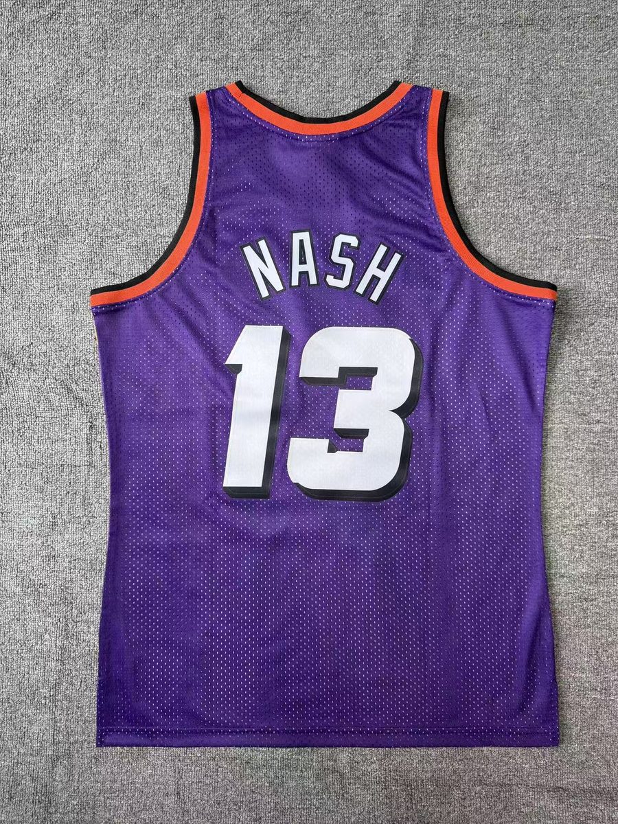 Phoenix Suns 1996-97 Season Throwback Heat-Pressed Purple #13 Steve Nash Jersey - detail