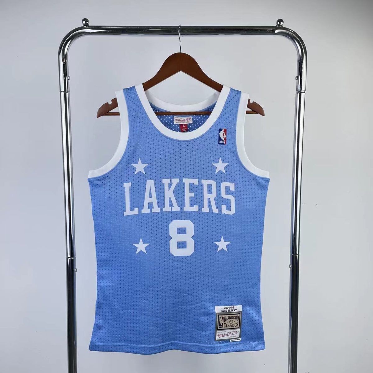 MN Throwback Heat-Pressed Jersey: Los Angeles Lakers 2004-05 Season North Carolina Blue #8 Kobe Bryant