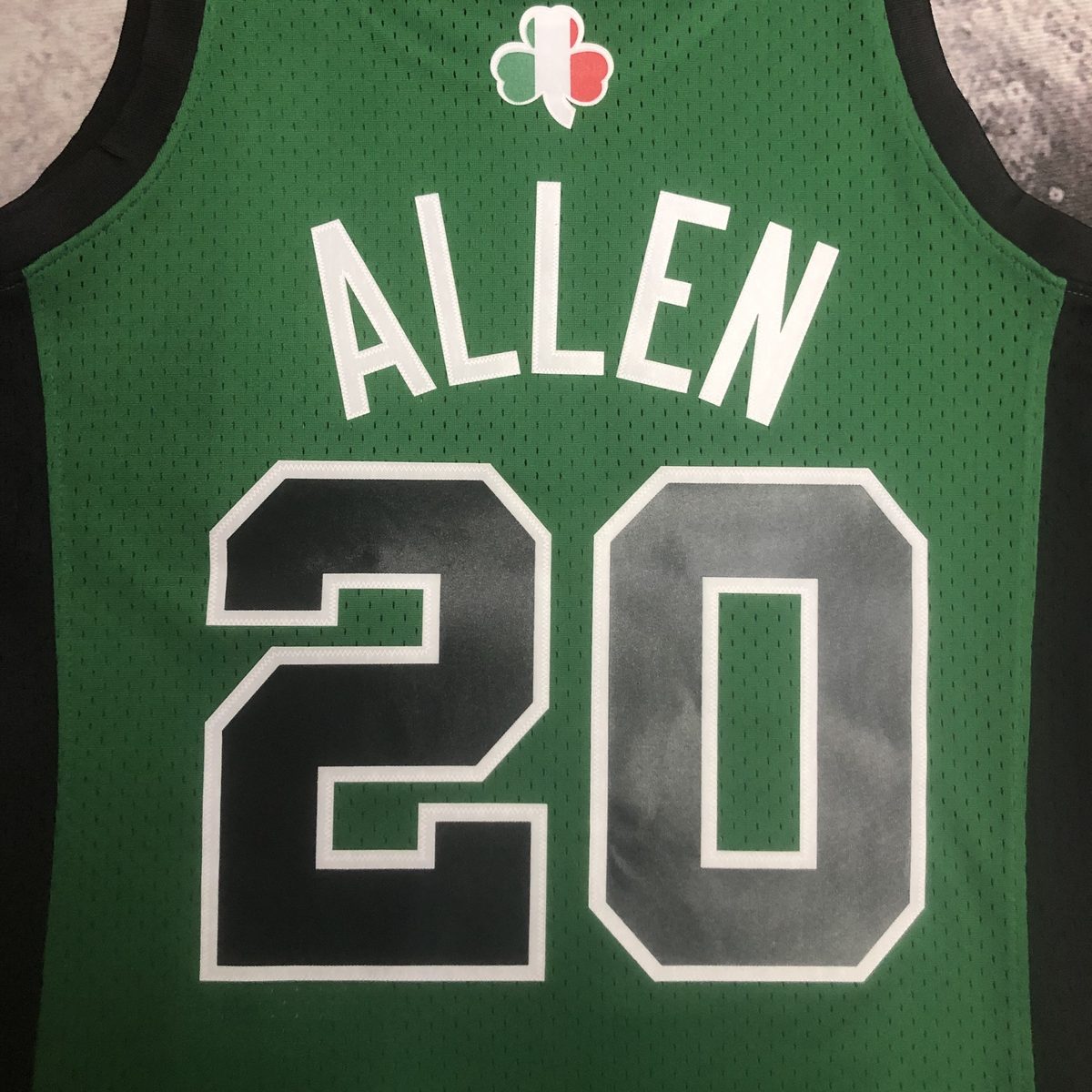 Boston Celtics Throwback Heat-Pressed Swingman Jersey Navy Ray Allen #20 - detail