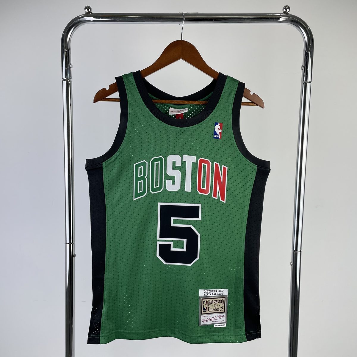Boston Celtics Throwback Heat-Pressed Swingman Jersey Green #5 Kevin Garnett