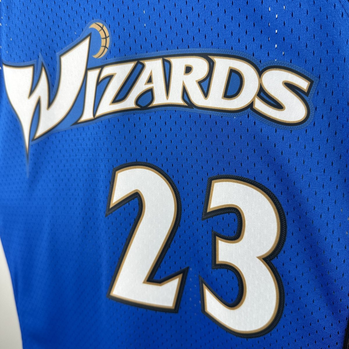 Washington Wizards 01/02 Season Retro Heat-Pressed Swingman Blue #23 Michael Jordan Jersey - detail