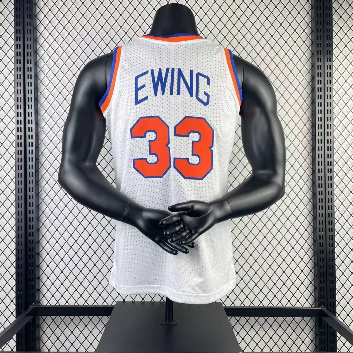 New York Knicks 1991-92 Season Throwback Swingman White Jersey #33 Patrick Ewing - detail