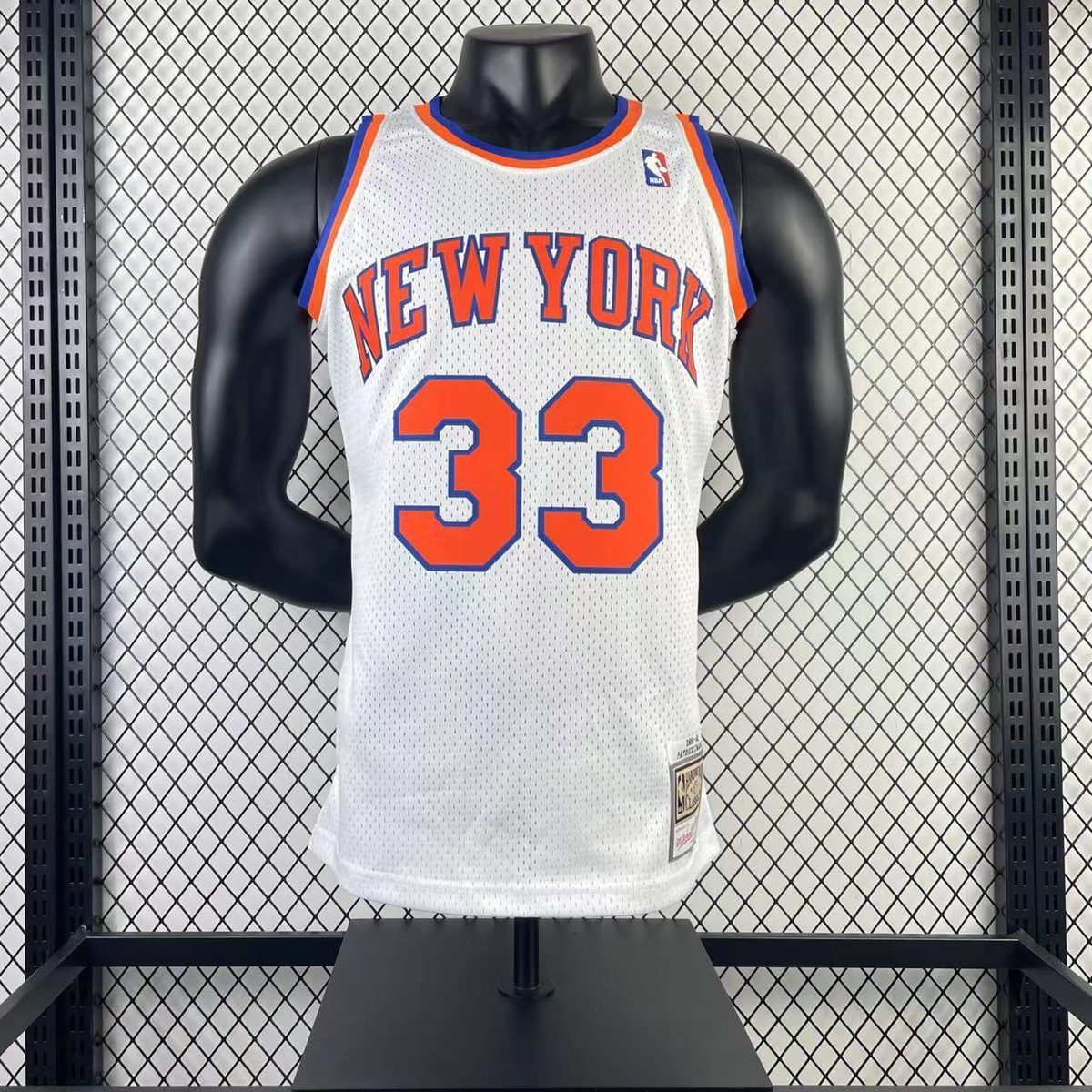 New York Knicks 1991-92 Season Throwback Swingman White Jersey #33 Patrick Ewing - detail