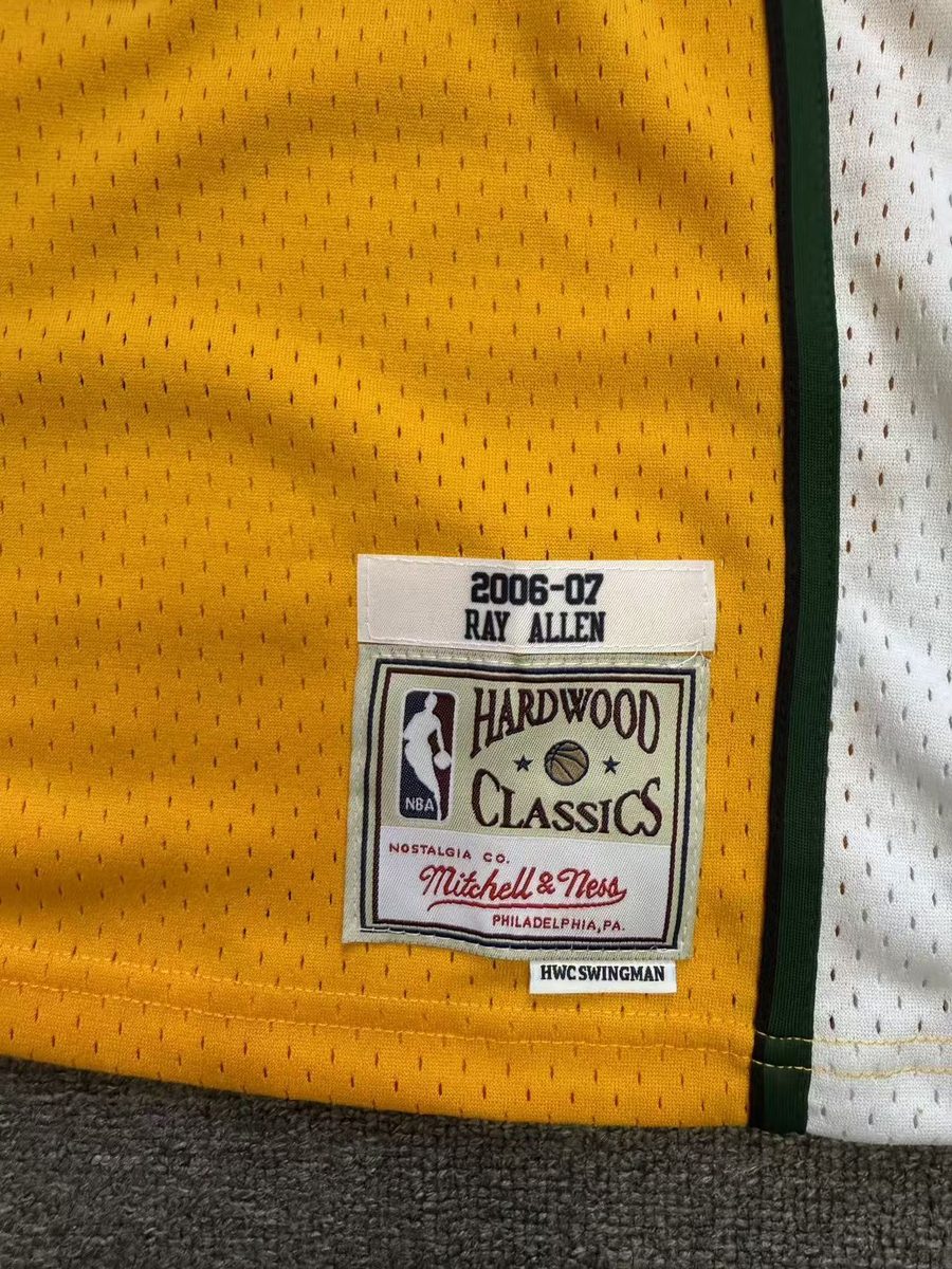 Seattle Supersonics 2006-07 Season Throwback Swingman Heat-Pressed Jersey Cream #34 Ray Allen - detail